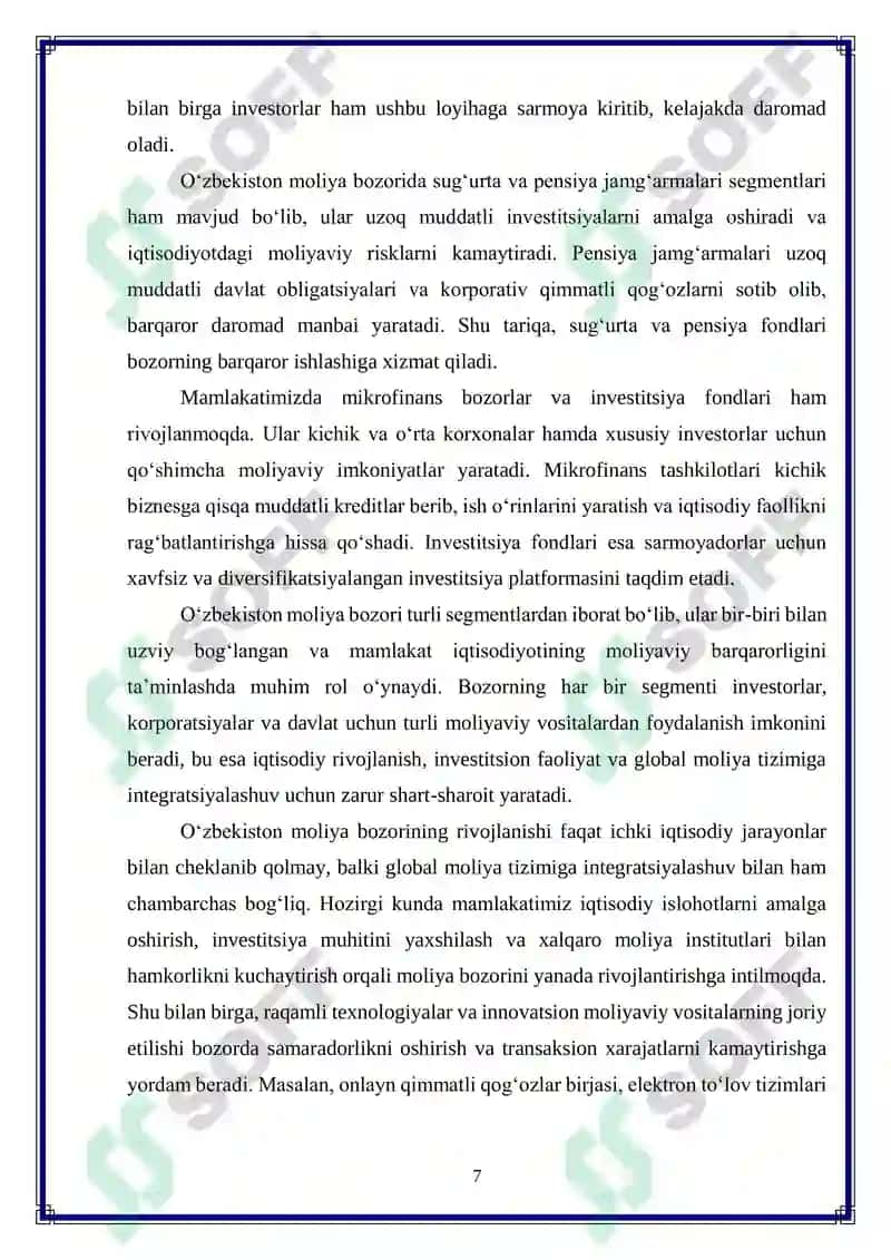 O‘zbekiston moliya bozorida hosilaviy instrumentlardan foydalanishni kengaytirish 7