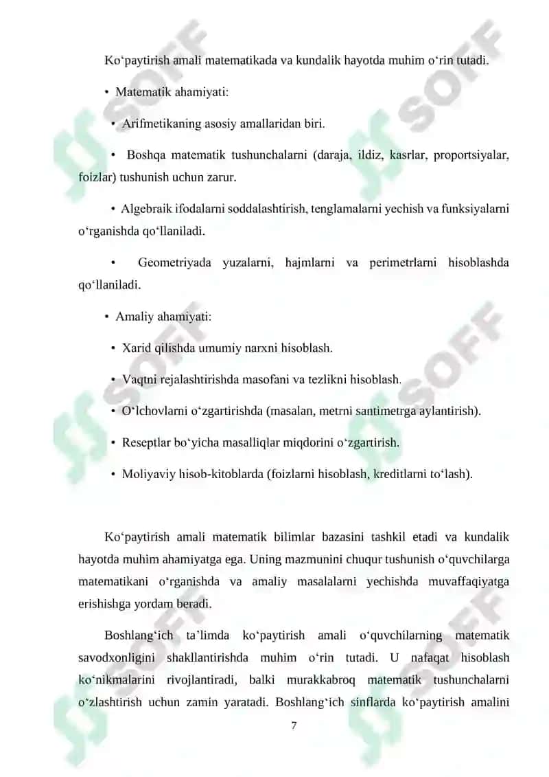 BIR XONALI SONLARNI BIRGA KO‘PAYTIRISHNI O‘RGATISH METODIKASI 7