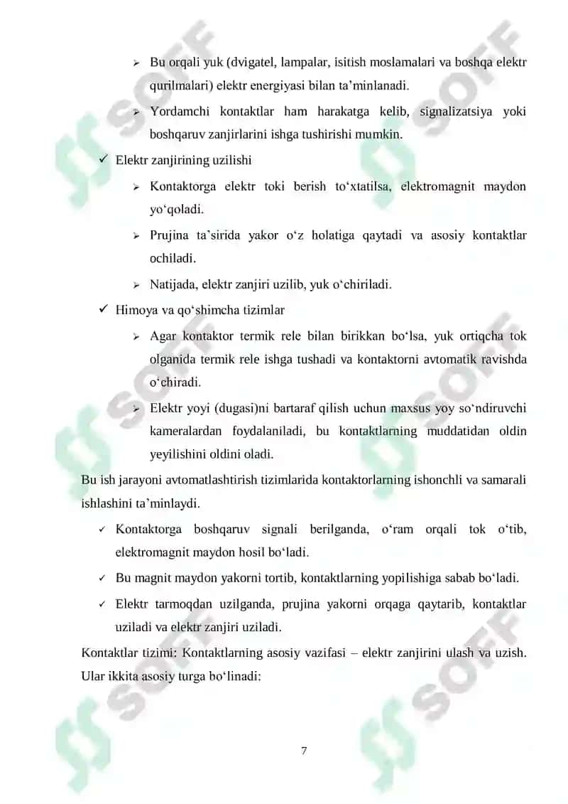 Kontaktorlarning koʻrsatmalar 7
