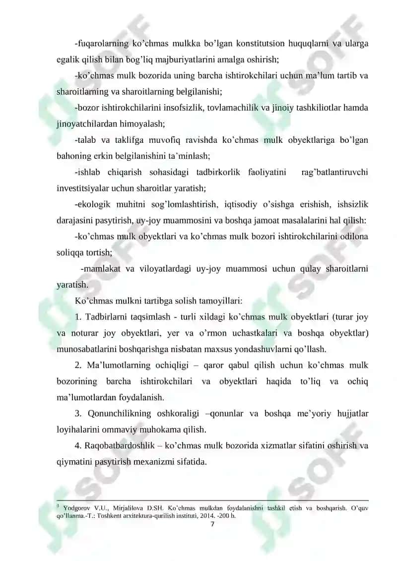 Ko’chmas mulk bozorining iqtisodiyotdagi o’rni, ahamiyati va roli 8