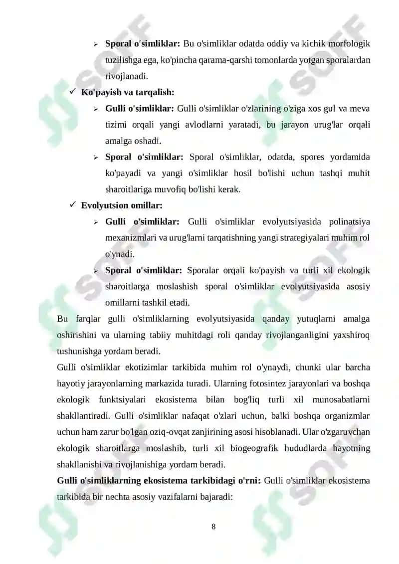Gulli oʻsimliklarning kelib chiqishi 8