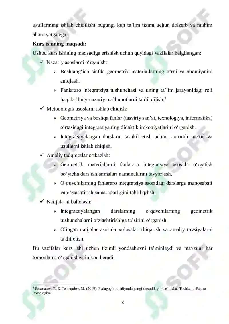 Boshlang'ich sinif matematika kursida gemetrik materialni oʻrganish 8
