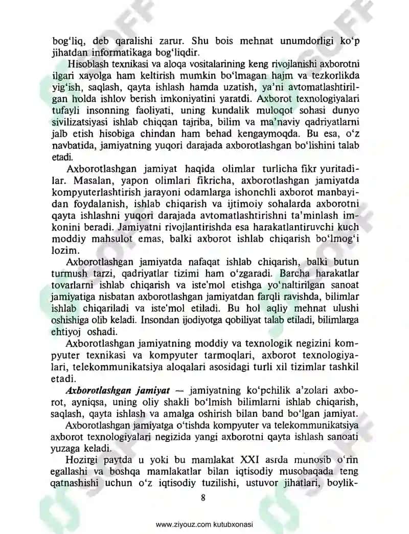 Axborot texnologiyalari/M.Aripov, B. Begalov, Sh. Begimqulov, M. Mamarajabov 8