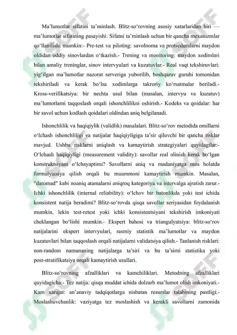 Blitz-sorov metodi va Mirzacho’l iqitsodiy rayoni 8