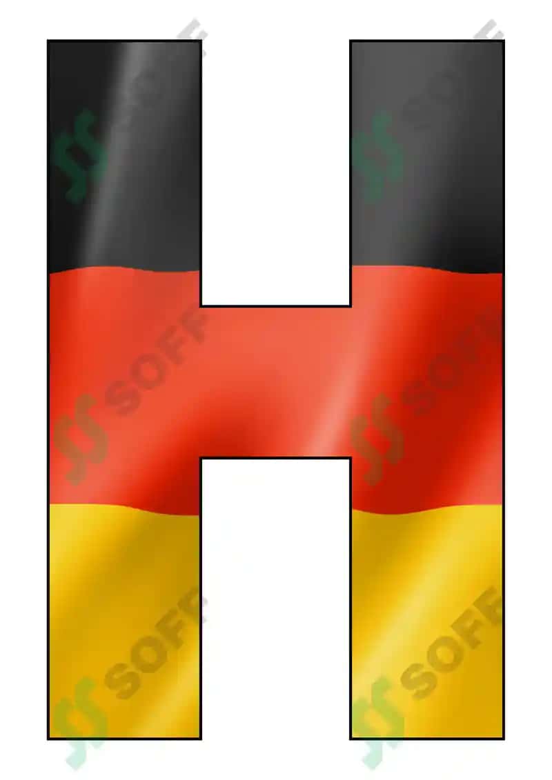 Harflar Germaniya bayrog'i fonida 8