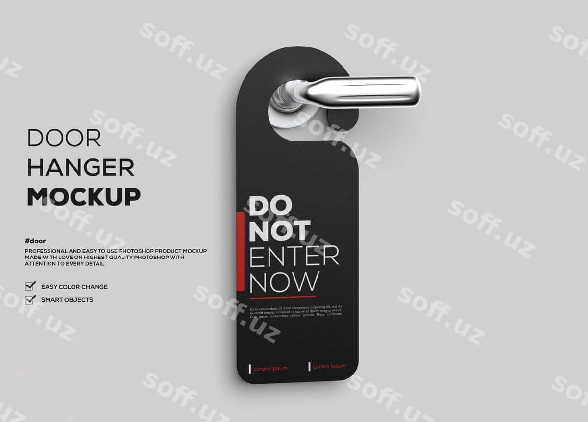 Qog'oz eslamga asab namunasi | Paper door hanger mockup 1