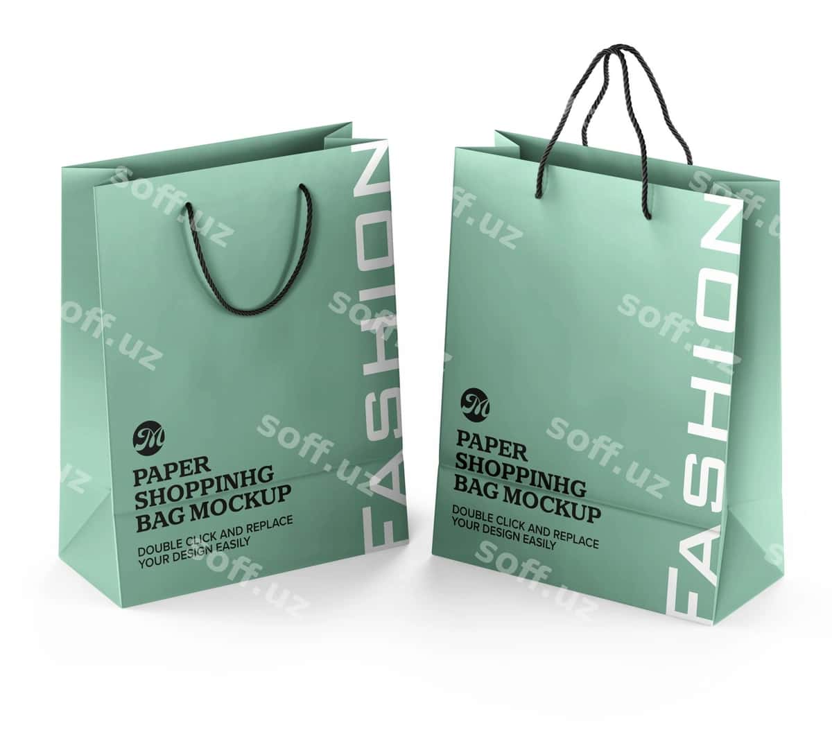 Qog'oz xarid qilish sumkasi maketi brendi | Paper shopping bag mockup branding 1