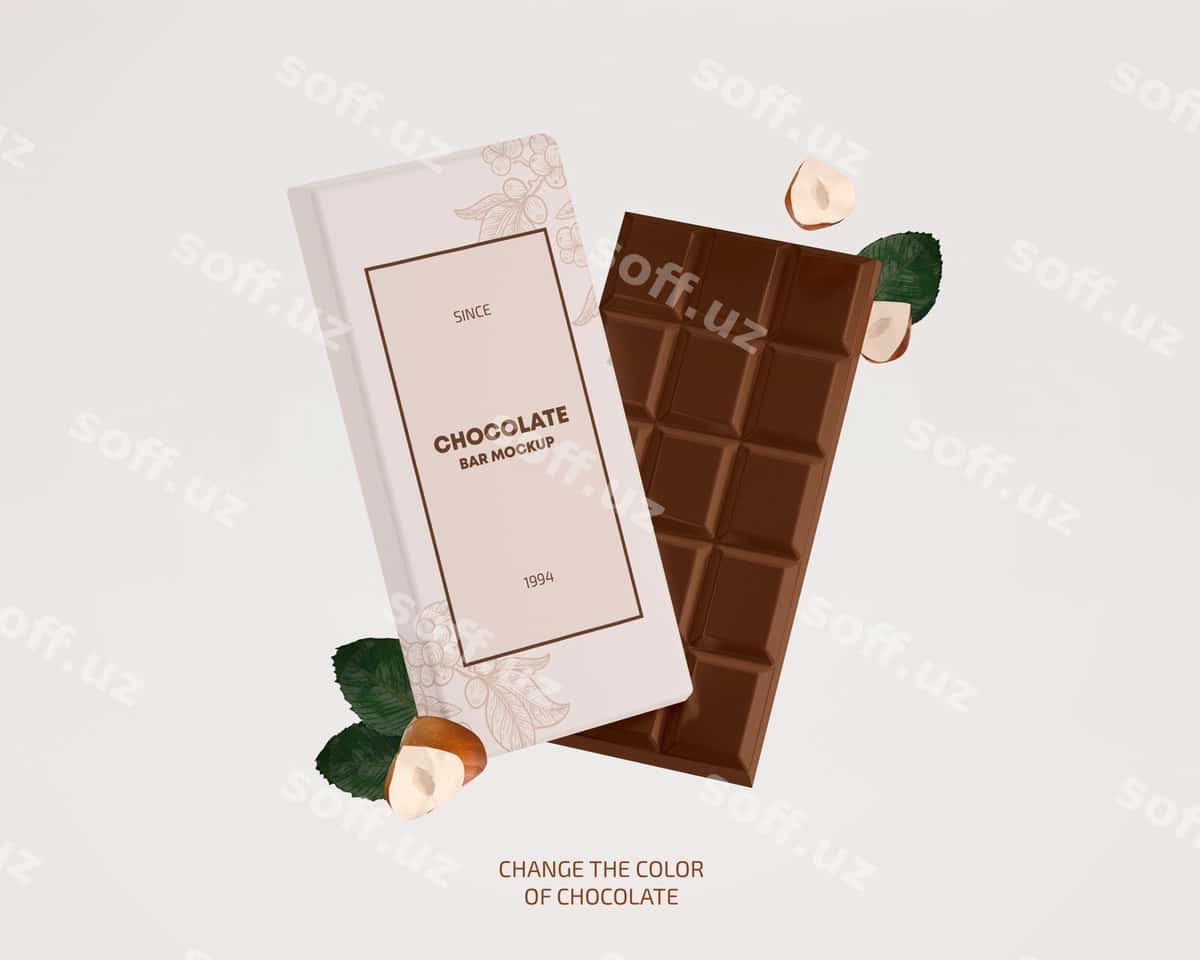 Qog'oz o'rash shokolad bar maketi | Paper wrapping chocolate bar mockup 1