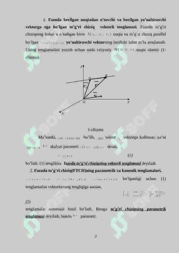 To’g’ri chiziqning parametrik tenglamasi 2
