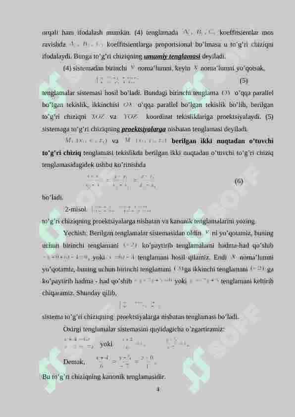 To’g’ri chiziqning parametrik tenglamasi 4