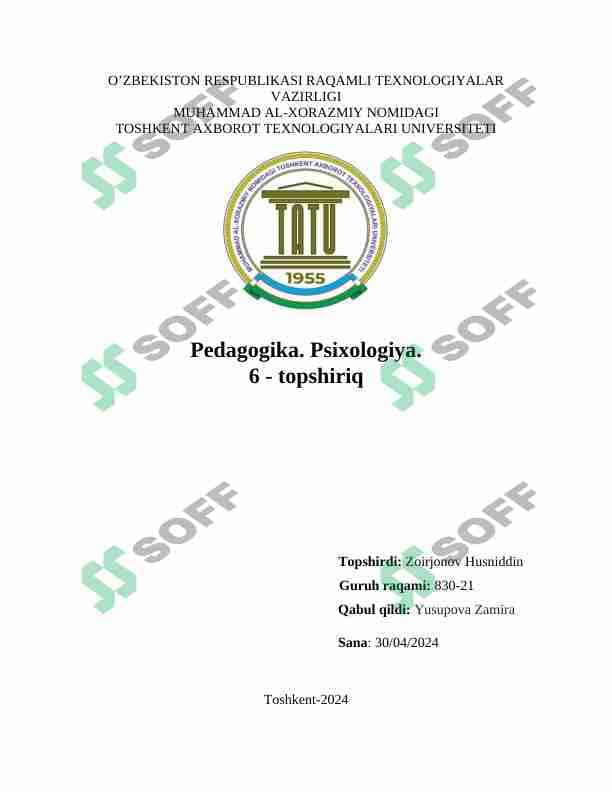 RAHBARNING MUHIM SHAXSIY - KASBIY SIFATLARINI O‘RGANISH METODLARI 1