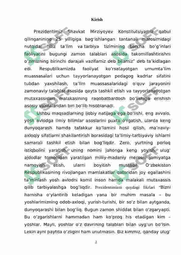 XIX asrning ikkinchi yarmi va XX asr boshlarida ta'lim va pedagogik fikrlar (Anbar otin, Furqat, Saidahmad Siddiqiy, Abdulla Avloniylarning ta'lim-tarbiya taraqqiyotida tutgan o'rni) 2