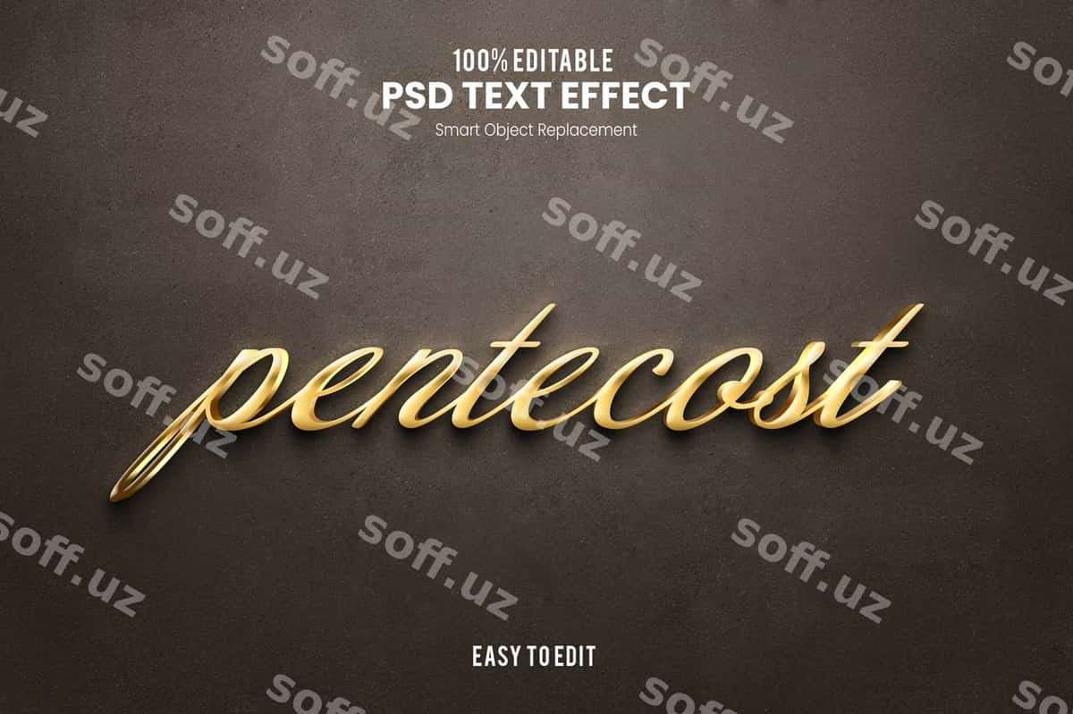 Pentekost shirin effekti | Pentecost gold text effect 1