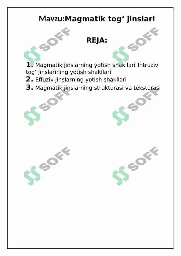 Magmatik tog‘ jinslari