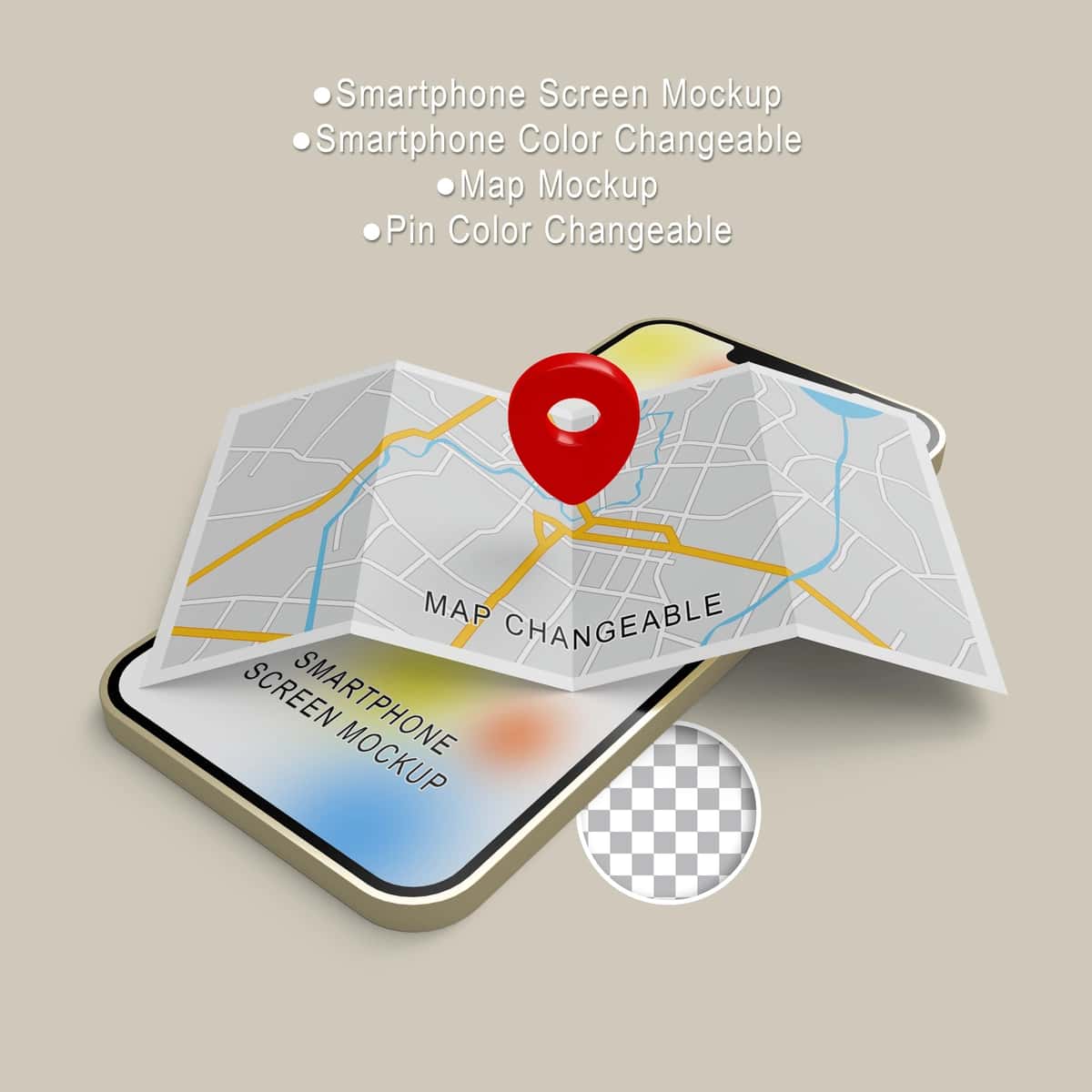 3D realistik smartfon ekrani maketi xaritasi maketini joylashuvi bilan ko‘rsatadi | 3d render realistic smartphone screen mockup map mockup with location 1