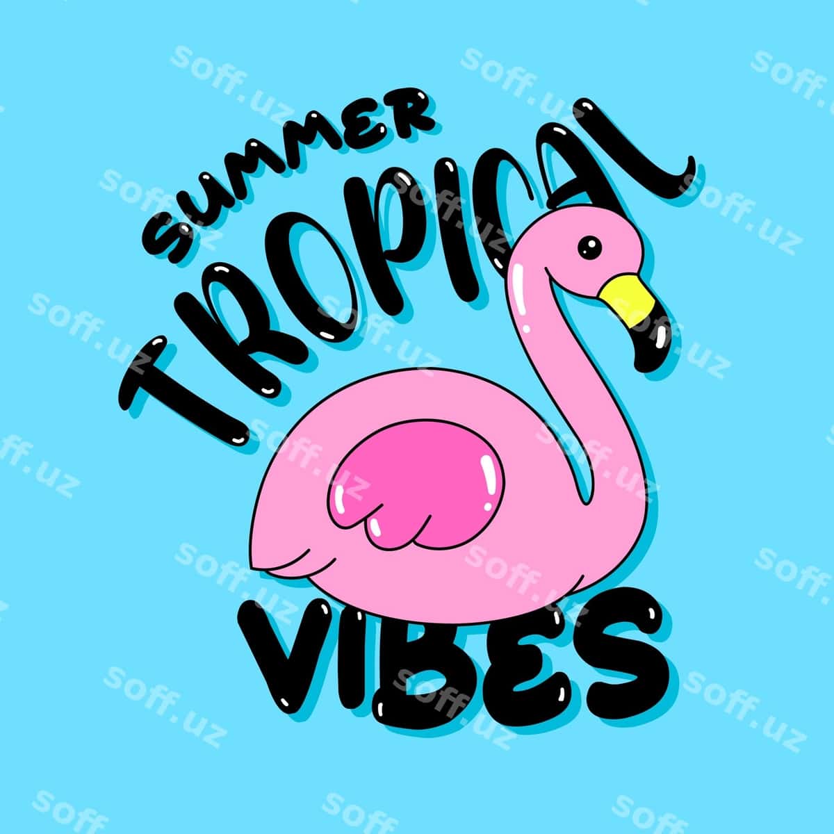 Pudra flamingo so'z 'tropik vibes' yozilgan | Pink flamingo with word tropical vibes it 1