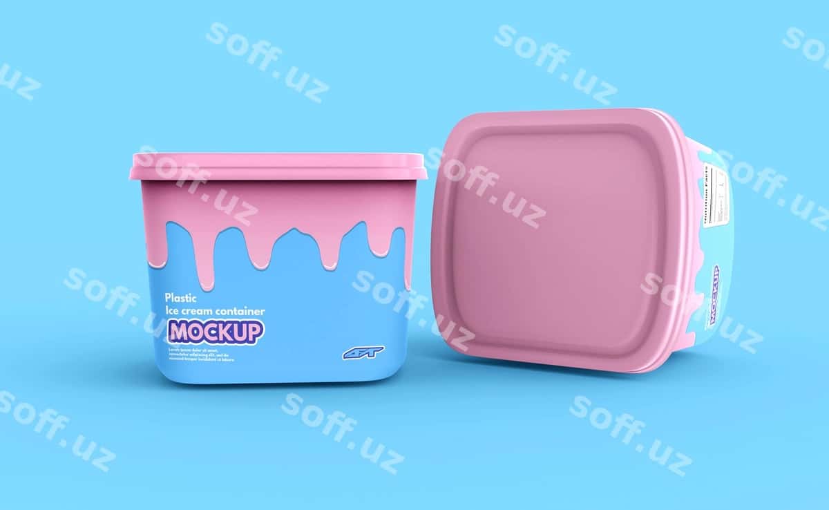 Plastik muzza konteyner quti namunasi | Plastic ice cream container box mockup 1