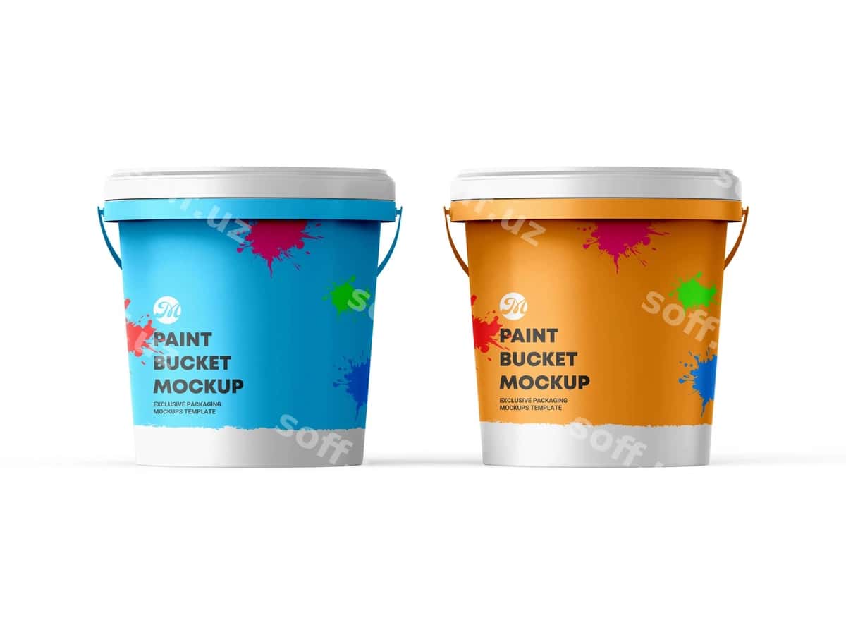 Plastik bo'yoq chelak maketi | Plastic paint bucket mockup 1