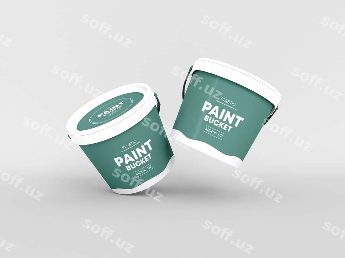 Plastik bo'yoq chelak maketi | Plastic paint bucket mockup 1