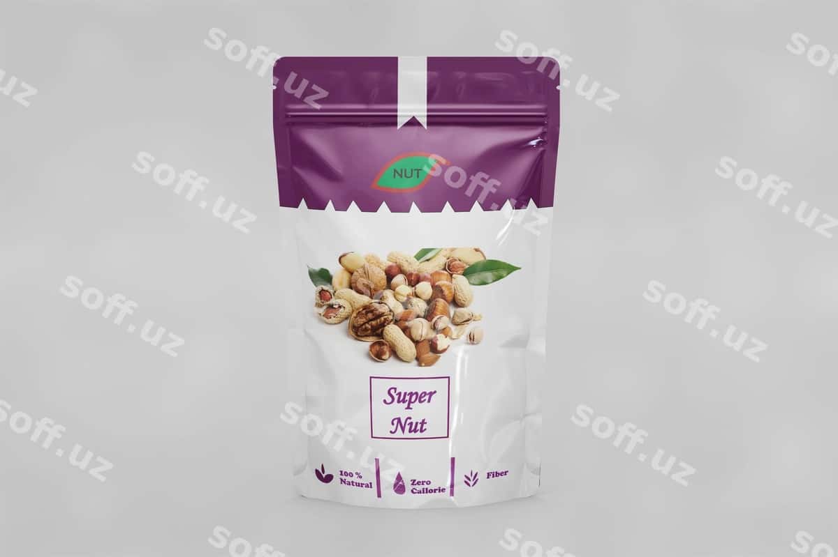 Plastik poʻchcha ovqat uchun qadoqlash namunasi | Plastic pouch food packaging mockup 1