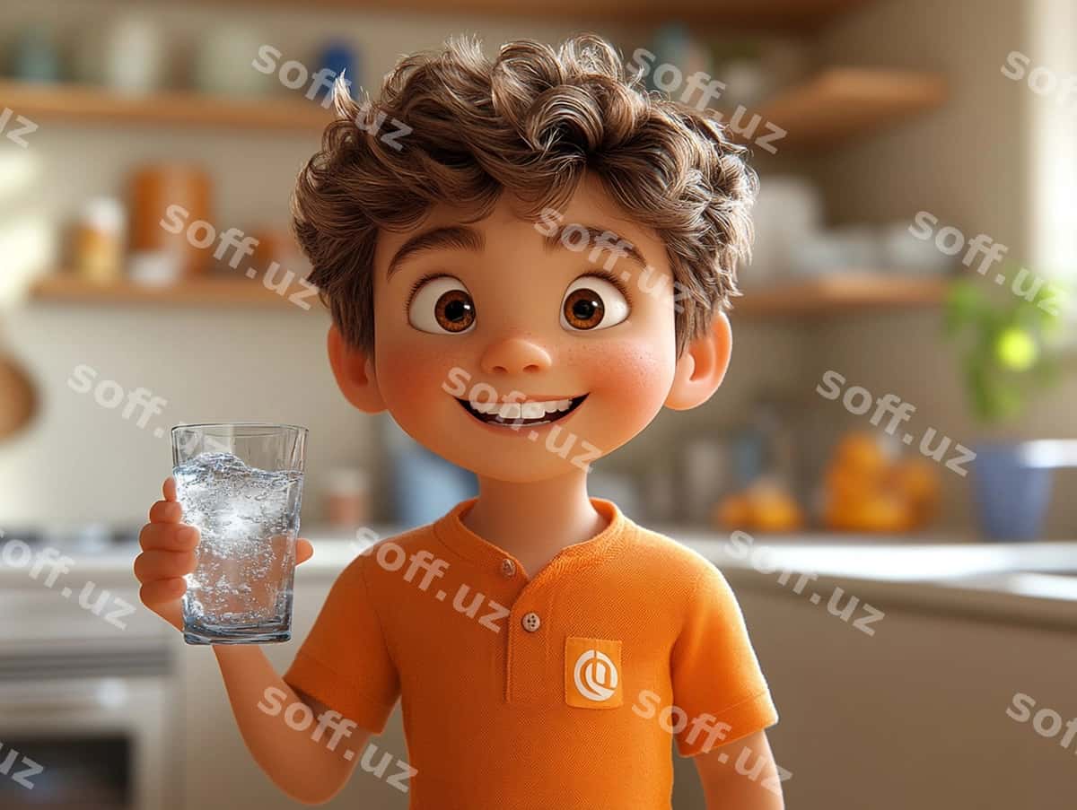 Plastik o'yinchoq stakan suv tutadi. | Plastic toy with e it holding glass water 1