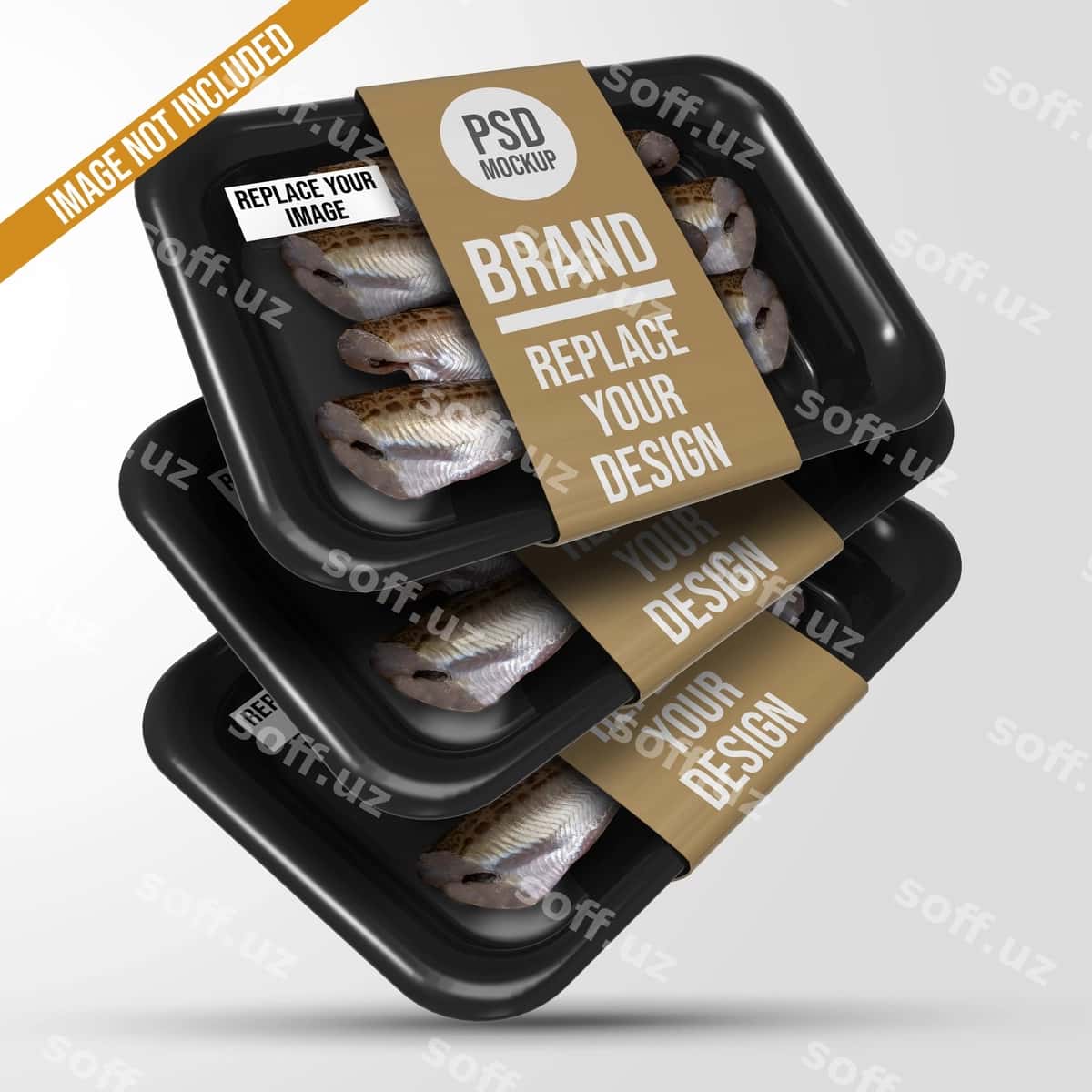 Plastik laganda vakuumli oziq-ovqat maketi dizayni | Plastic tray vacuum food mockup design 1