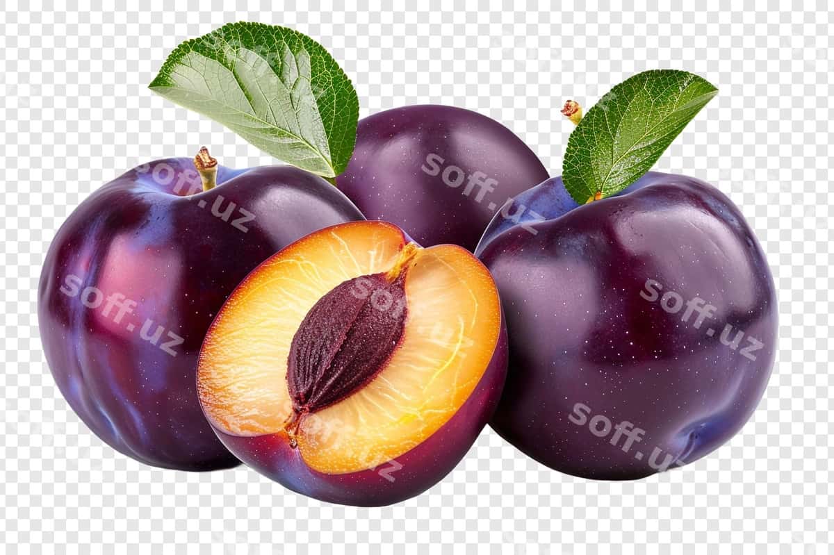 Ajraltirilgan olchalar shaffof orqa fonda | Plums isolated transparent background 1