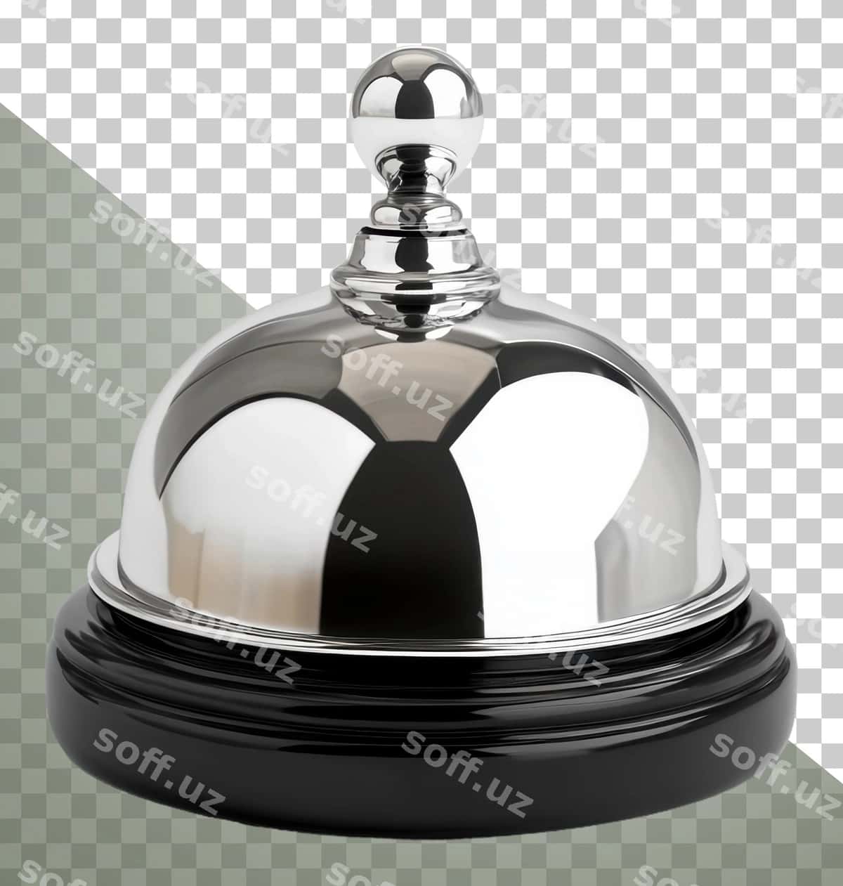 PNG kumush qo'ng'iroq qora yog'och asos | Png silver bell black wood base 1