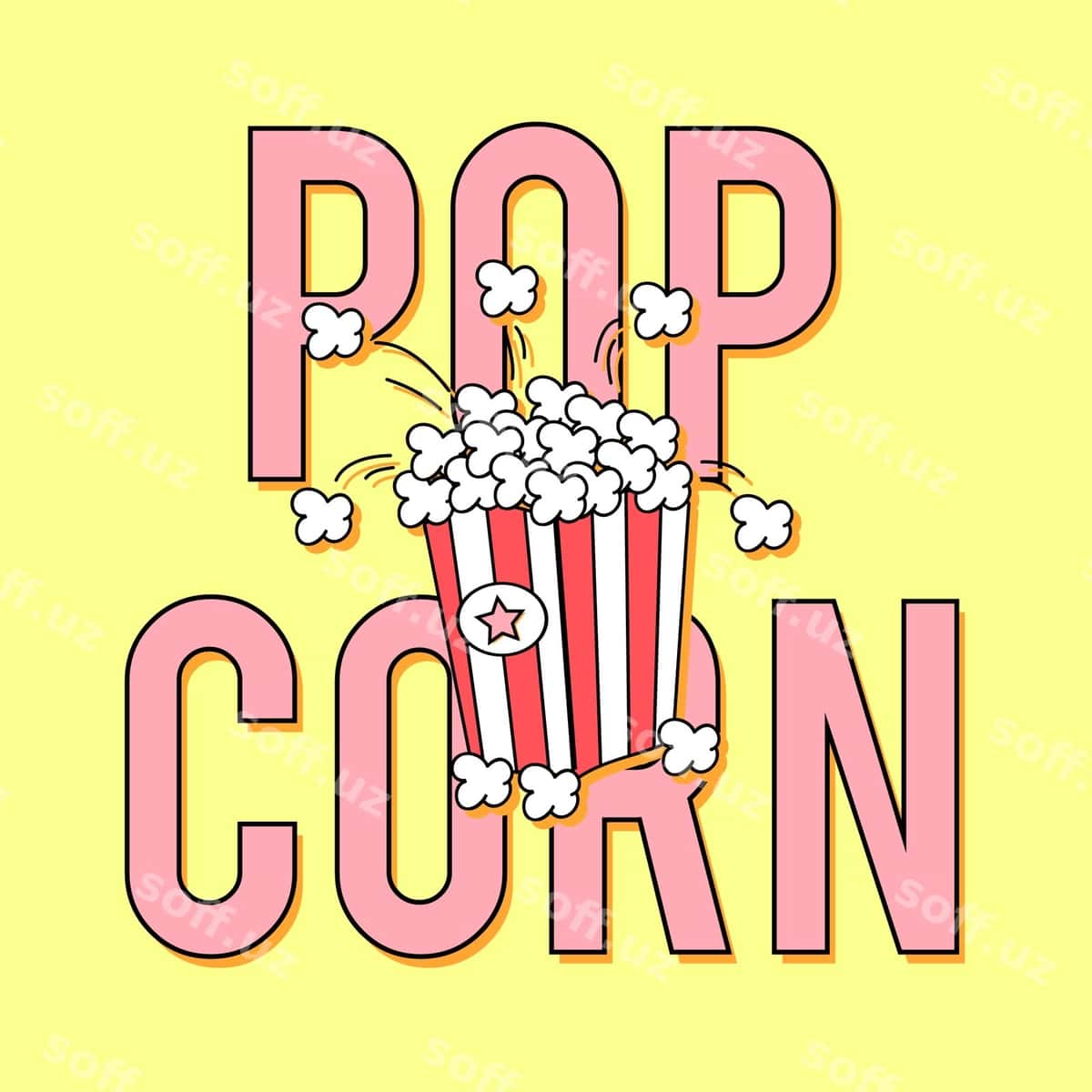 Popkorn qovun slovan printi | Popcorn bucket slogan print 1