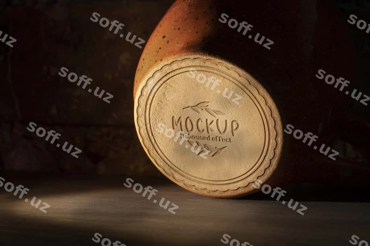Porselen detali chizilgan pastki modeli | Porcelain piece engraved bottom mockup 1