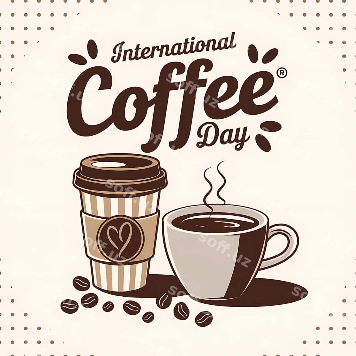 Poster kofe kun choynalar bilan kofe choynalari | Poster coffee day with cups cup coffee 1