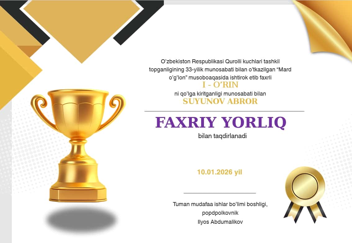 Faxriy yorliq 1