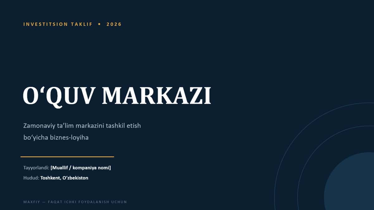 Biznes reja o'quv markazi ochish 1