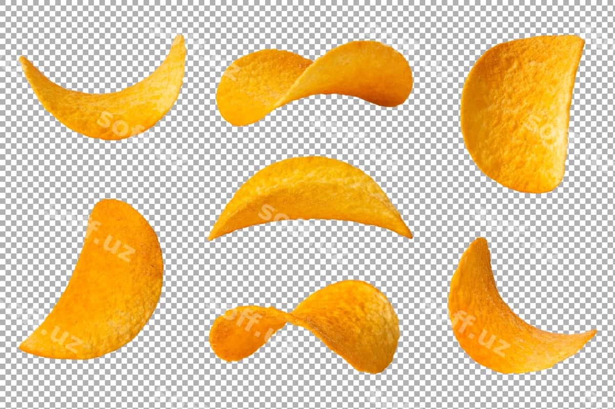 Kartoshka chiplari ajraltirilgan to'plami | Potato chips isolated collection set 1