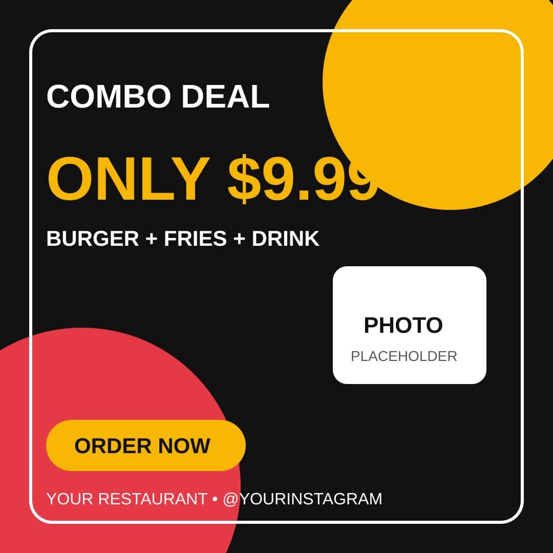 Fast Food & Restaurant Social Media Template – Combo Deal 1
