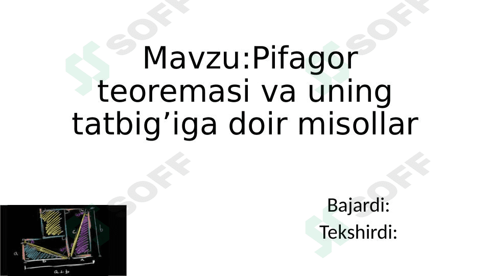 Pifagor teoremasi va uning tatbig’iga doir misollar 1