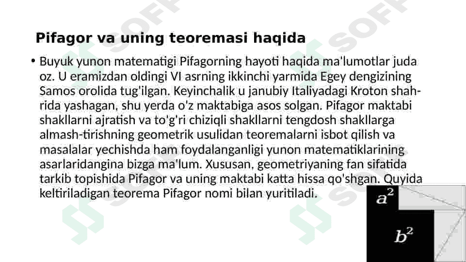 Pifagor teoremasi va uning tatbig’iga doir misollar 2