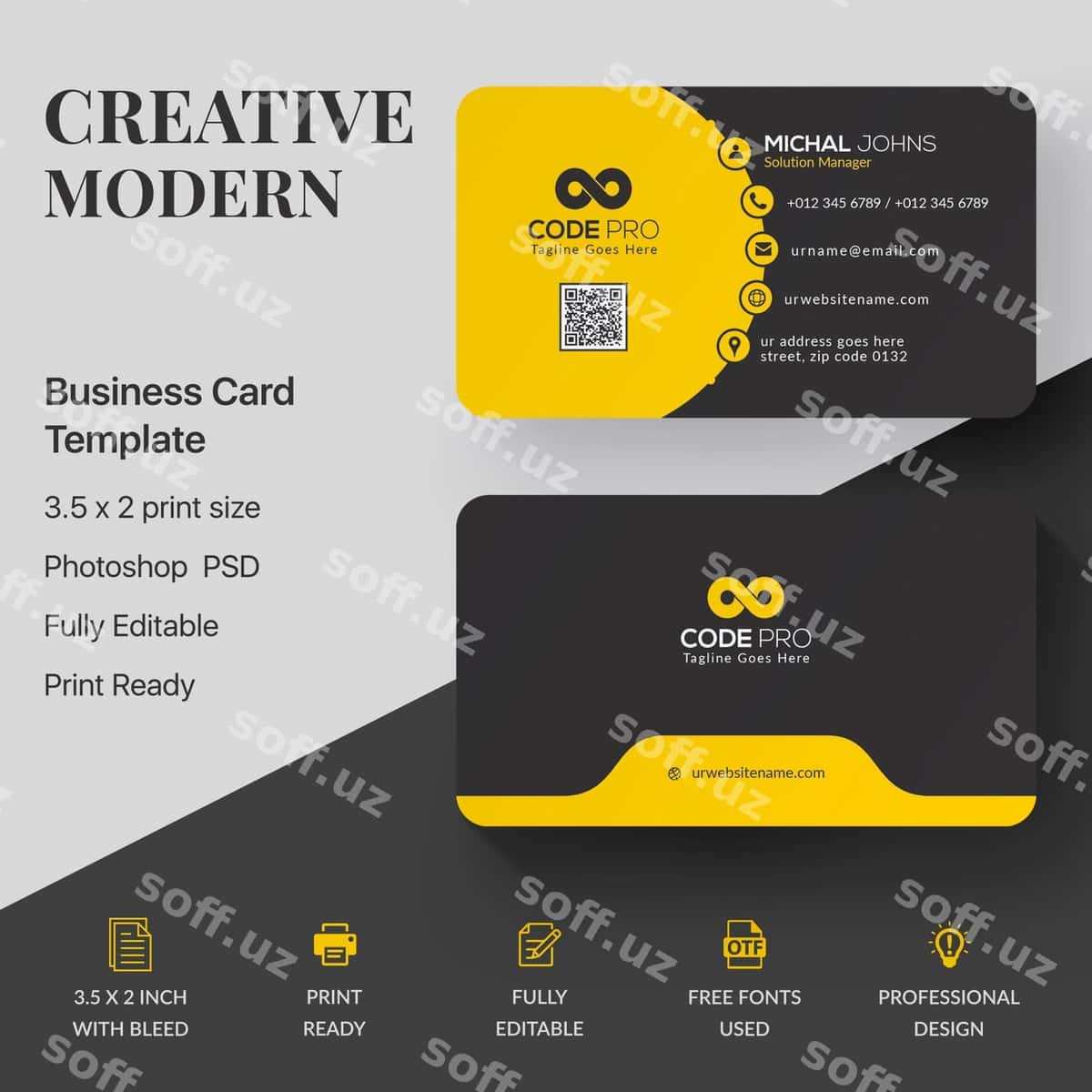 Professional biznes kartochka namunasi | Professional business card mockup 1