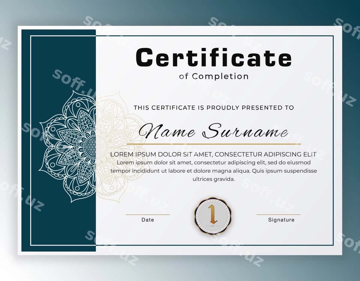 Psd mukofoti uchun minnatdorchilik xati a4 | Psd award appreciation letter a4 1