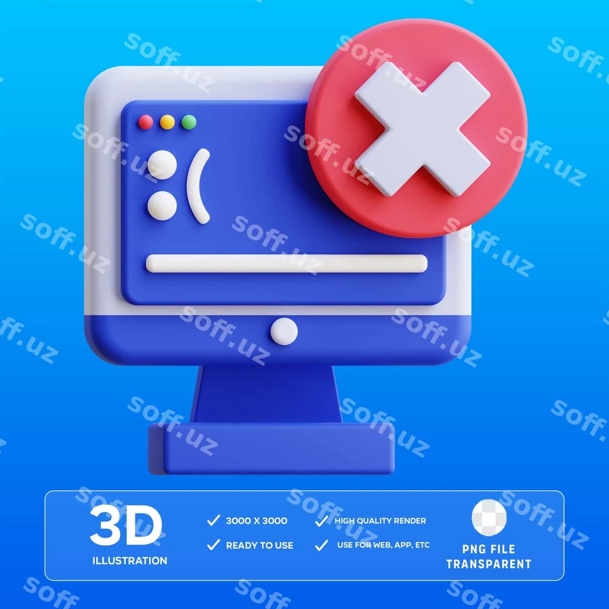 Psd ko'k ekran 3D illustratsiya | Psd blue screen 3d illustration 1