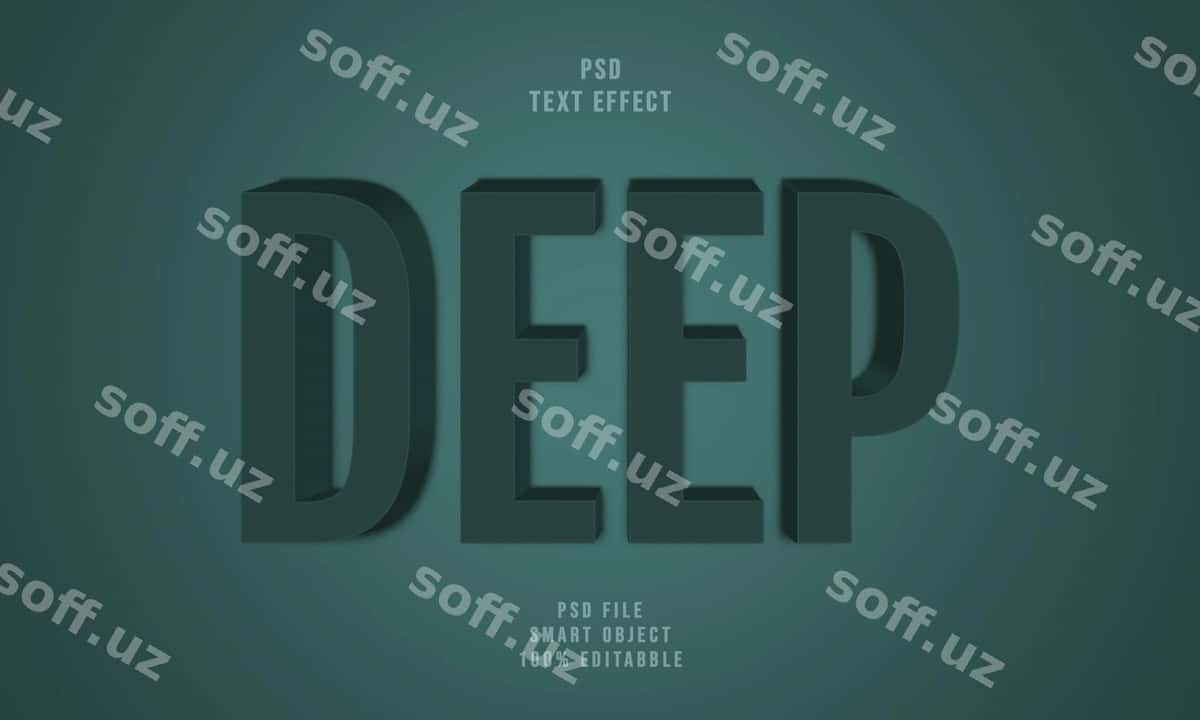 Psd chuqur 3D matn effekti uslubi | Psd deep 3d text effect style 1