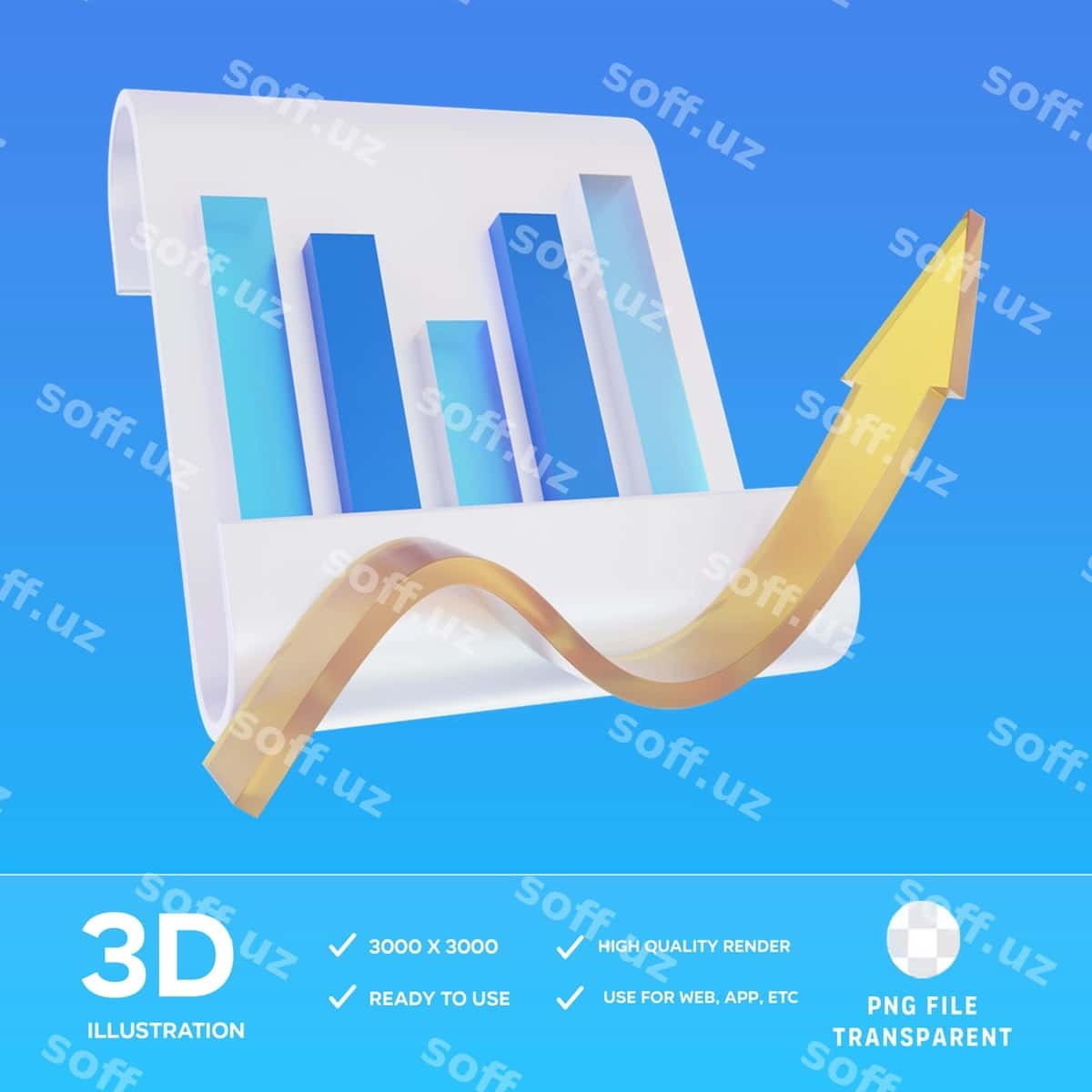 Psd o'sish hisoboti 3d illustratsiya | Psd growth report 3d illustration 1