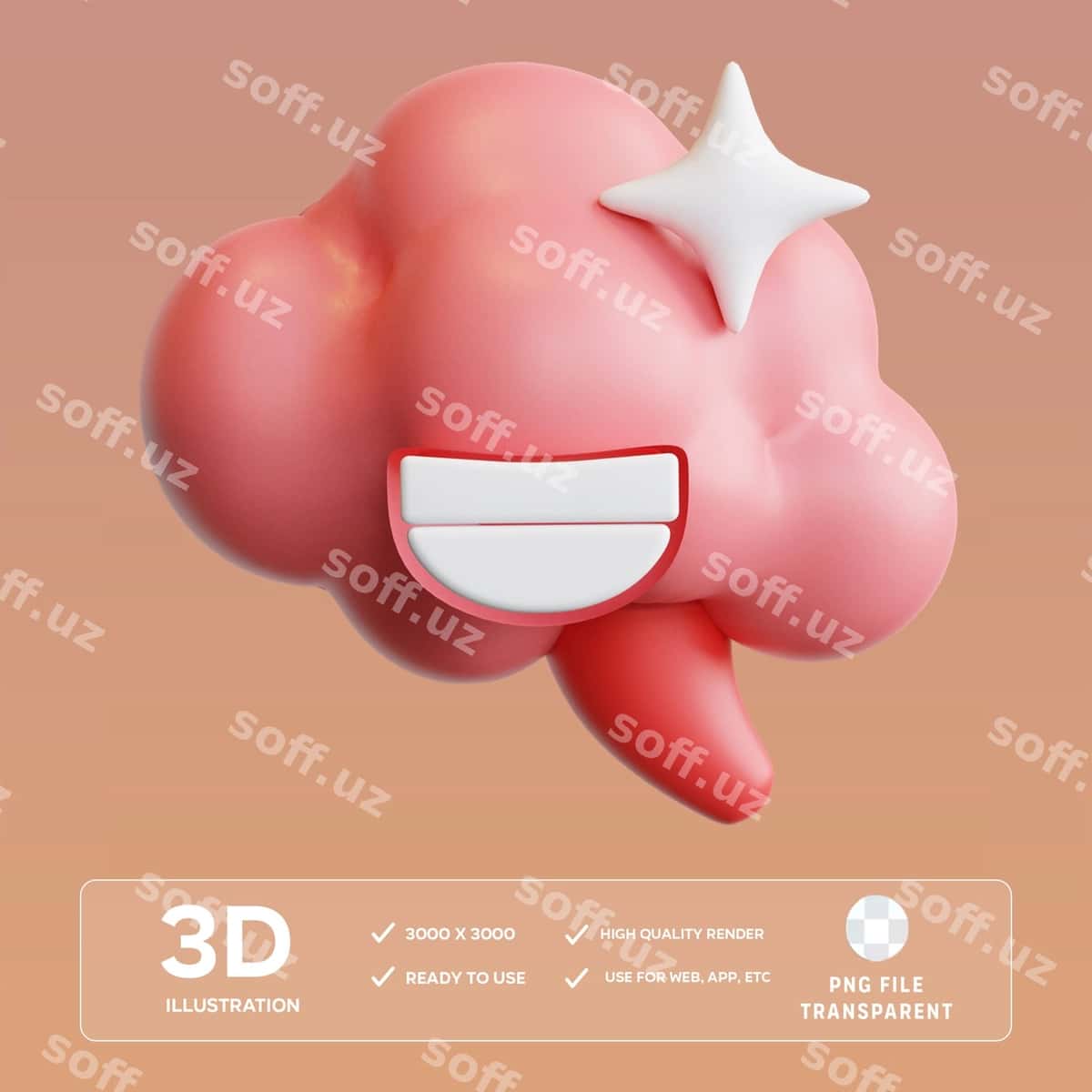 Sog'lom miya 3D illyustratsiyasi PSD | Psd healthy brain 3d illustration 1