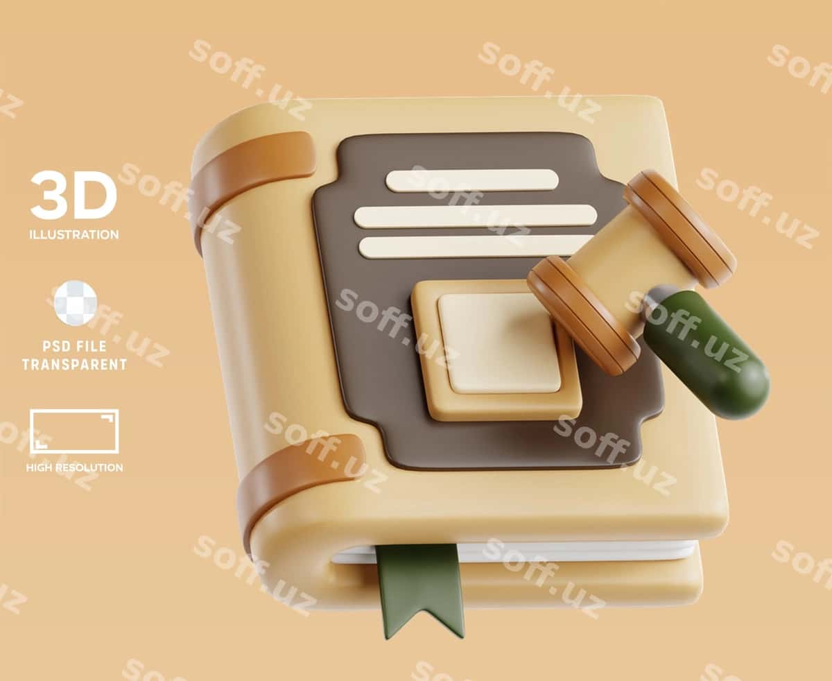 Psd qonun kitobi 3d illustratsiyasi | Psd law book 3d illustration 1
