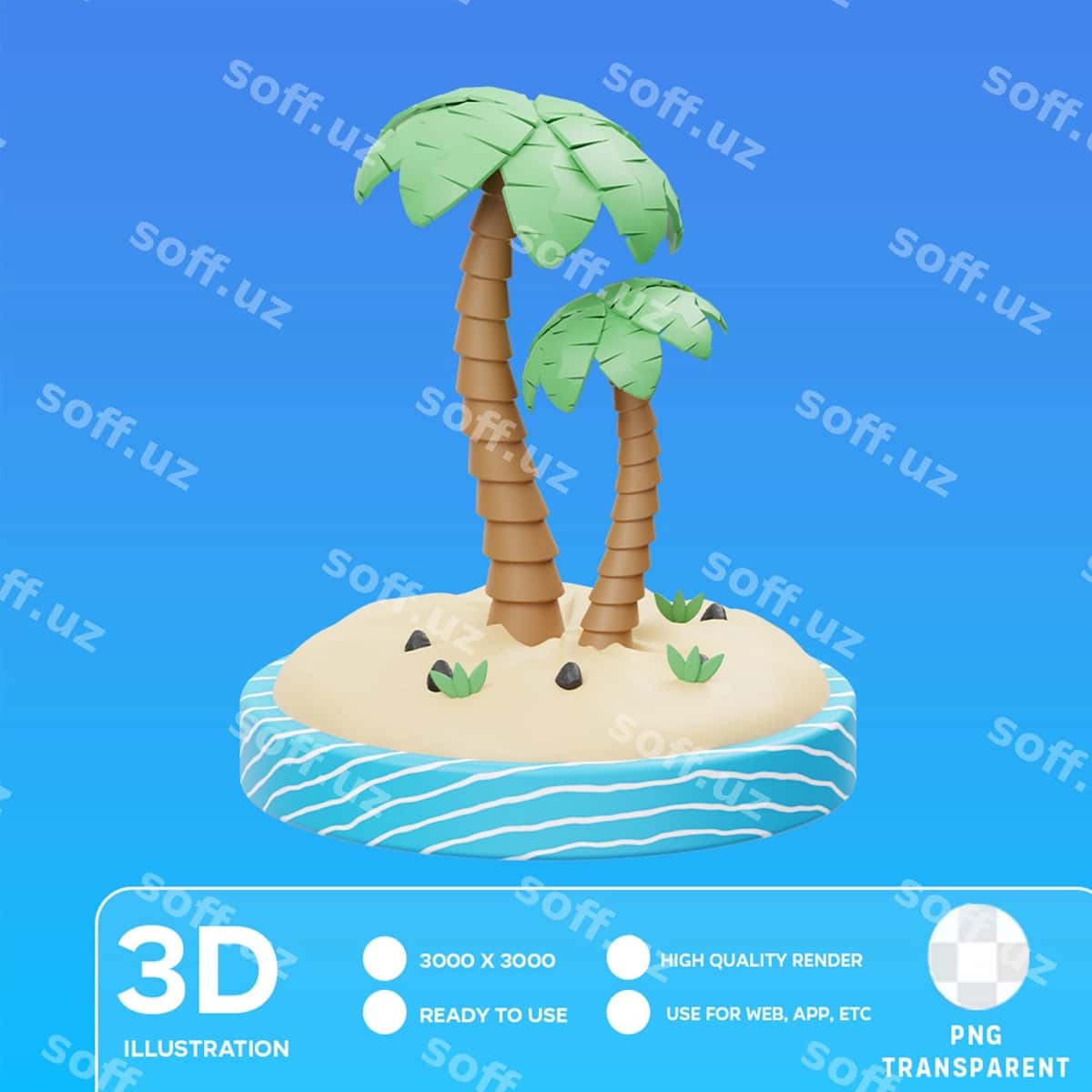 Psd palm choy 3d illustratsiya | Psd palm tree 3d illustration 1