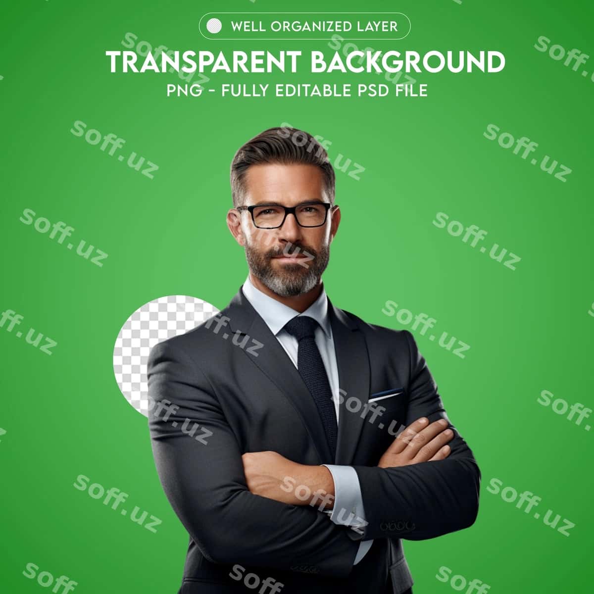 Psd jilmayuvchi erkak kostyumi shaffof png | Psd smiling man suit transparent png 1