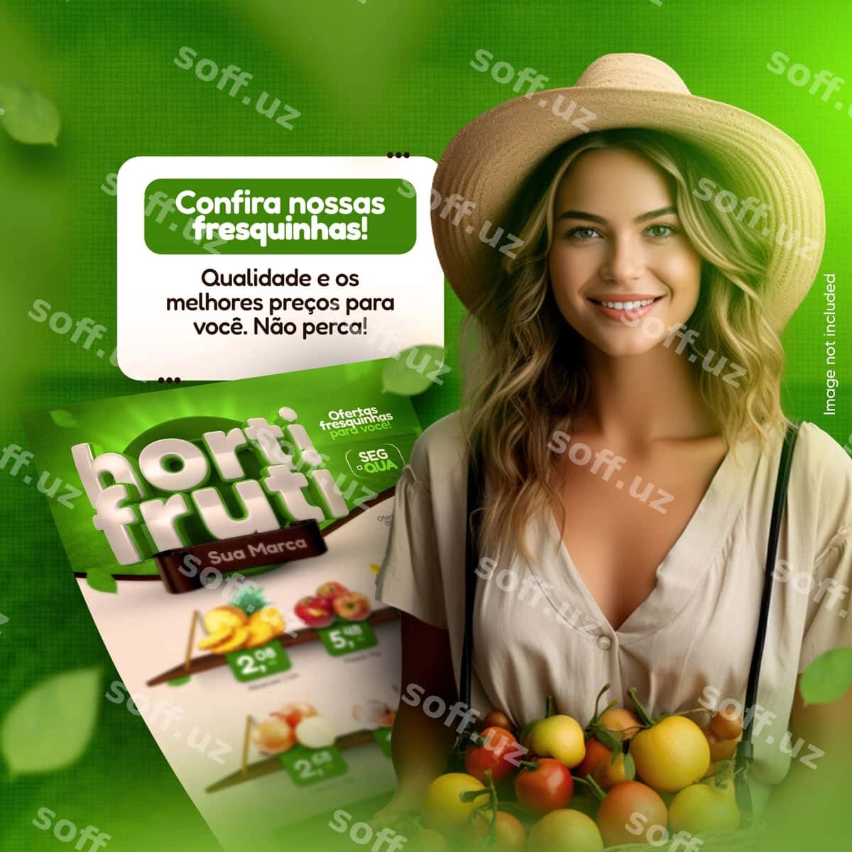Psd ijtimoiy tarmoqlar uchun meva va sabzi shabloni | Psd social media template hortifruti 1