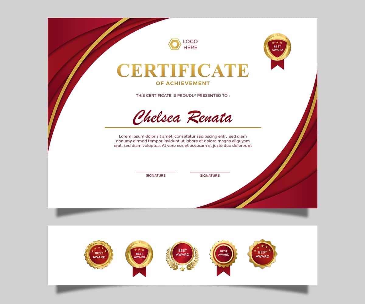 Zamonaviy oddiy hashamatli landshaft sertifikati yutuq dizayni qizil | Modern simple luxury lanscape certificate achievement design red 1