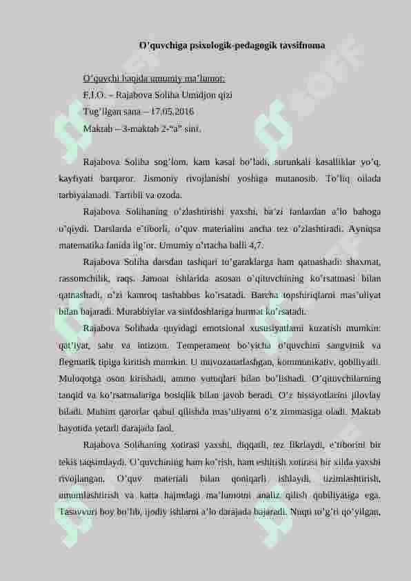 o'quvchiga psixologik-pedagogik tavsifnoma 2