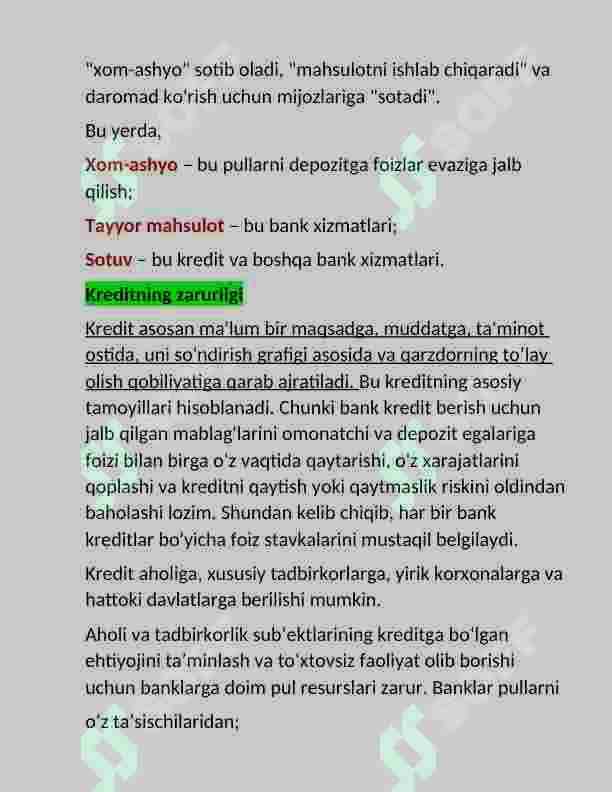 Kreditning Zarurligi, Funksiyalari Turlari Va Shakllari. 4